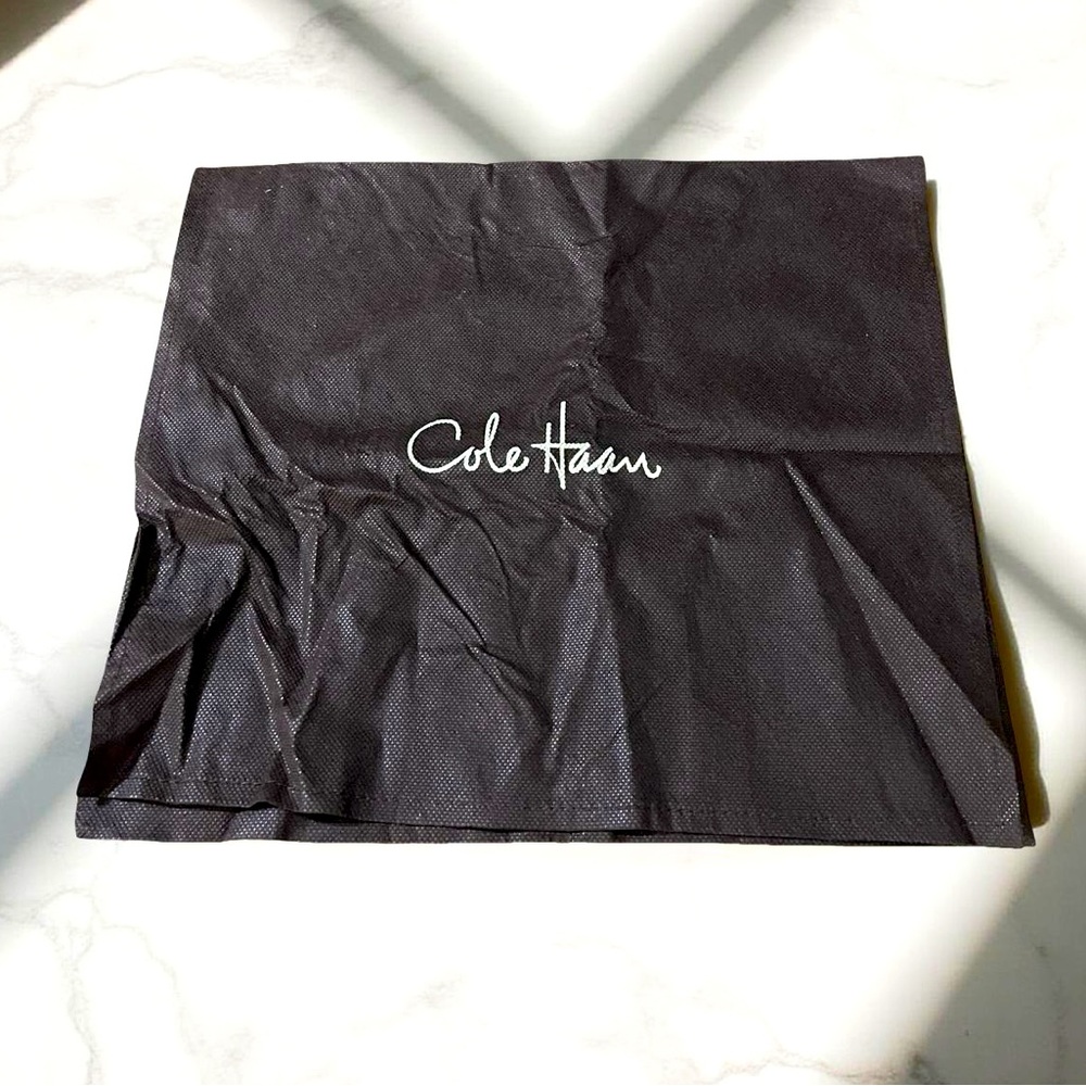 Cole Haan Shoe Dust Bag dark brown tan lettering 2 pouches fold over 27x15 inch